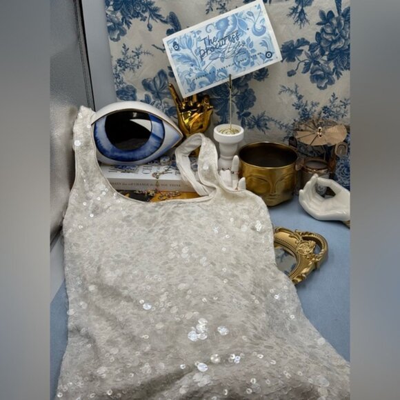 🆕 SIMKHAI 🧿 NWOT Bex Sequined Embellished Maxi Dress, Ivory - Sz US 10 - Picture 11 of 14